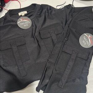 Love Black Two-Piece Set with Pockets